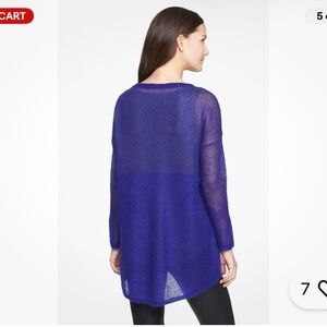 Eileen Fisher Vibrant Electric Blue Purple Crew Neck Sweater. Stunning!